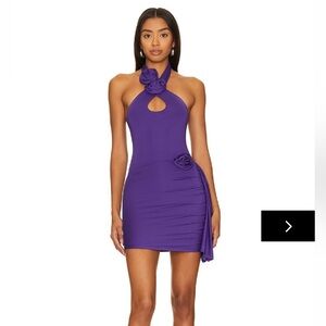 Purple ruched mini dress